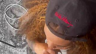 bbw ebony milf slurps huge bbc deep in homemade webcam action