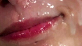 whoa sexy bimbo bombshell sucks cocks in blowbang facial bukkake jizz explosion