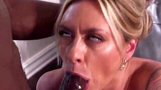 Petite blonde's pussy stretched by bbc deepthroat lick and squirting fuck