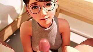 Petite japanese girl strokes cock in teasing handjob closeup