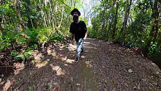 Ecstatic as Friend Shoves Cock Deep on Forest Trail