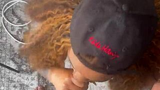 bbw ebony milf slurps huge bbc deep in homemade webcam action