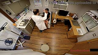 doctor examines cute student's small tits and body in mandatory physical hidden cam