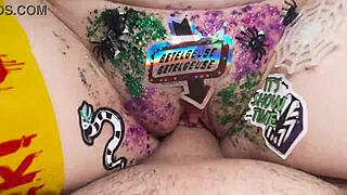 beetlejuice pounds hard in wild masturbation sex frenzy