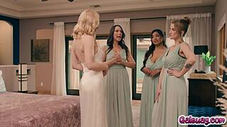 Lily Labeau's bridesmaids Octavia Red Ivy Ireland Karina Valentina dive into lesbian group sex! 👅💦👭