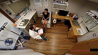 doctor examines cute student's small tits and body in mandatory physical hidden cam