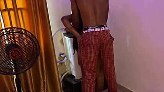 stepsis stuck bent over in washer? bro rams her fat ebony ass doggystyle hardcore