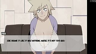 she gives him a teasing handjob with those big tits until monster cock explodes.