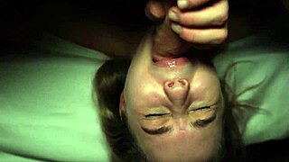 A horny couple dives into intense fucking right in the bedroom overlooking the night city skyline