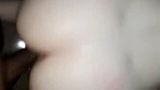 Skinny young white girl bent over takes massive black cock deep in her tight pink pussy