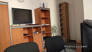 European redhead flashes huge titties outdoors for public sex cash pickup