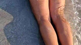 Petite girl next door flashes bikini cameltoe publicly on sexy beach photoshoot