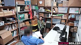 Shop lifter teen punished by lp officer ripping clothes for big cock doggystyle fuck