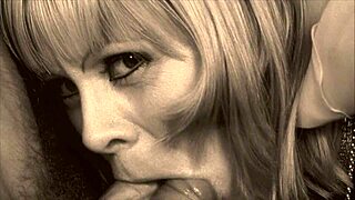 vintage bisexual babe sucks two cocks in retro threesome cumshot