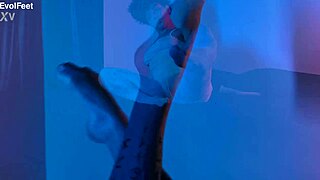 Emilly's Hot Pretty Feet in Nylons Begging for Latina Lesbian Toe Licking Closeup!