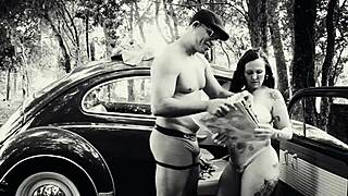 retro anal interracial fuck in classic beetle car 🚗💦