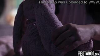 Chubby teen seduces stepmom's big cock boyfriend for fat ass fuck