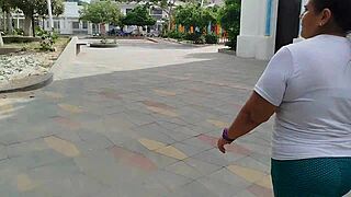 Chubby latina neighbor bends over for neighbor's huge cock pounding while hubby works!