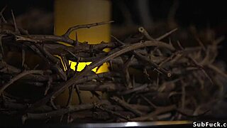 Hot BBW mistress DOMINATES bound alt slave with STRAPON