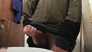 skinny young amateur jerks monster cock solo bathroom homemade