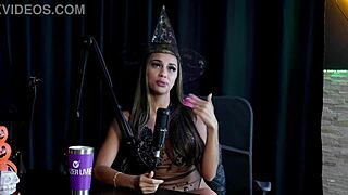 Casal Fada Prazeres tries anal and pussy first time at swing house in sheer red Halloween