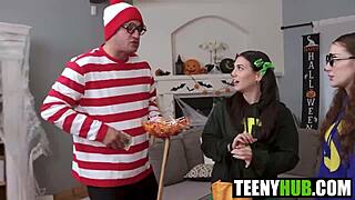 Jade Valentine Bella Blu Megan Mistakes share Danny Mountain's big cock Halloween orgy!