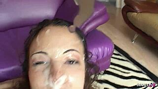 slim teen picked up for deepthroat blowbang bukkake