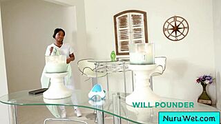 sexy ebony masseuse chanell heart rubs clit pussy shower horny orgasm