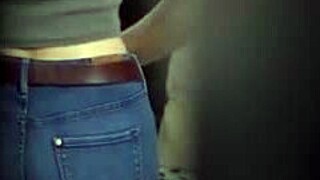 secretary milf teases with tight jeans vpl panties hidden at work voyeur fantasy