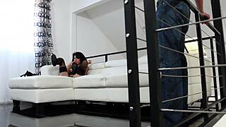 heart races wildly fucking sexy brunette milf mom in heels fishnets lingerie bent over bed