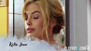 Tight Canadian Blonde Playboy Model Strips Naked in Shower