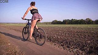 Schoolgirl's Upskirt Panties Flash on Bike Ride