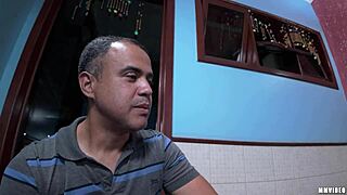 hot brazilian wife rides big black cock cowgirl while hubby watches nervously