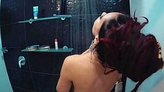 Filling naughty friend in bathtub with hot load