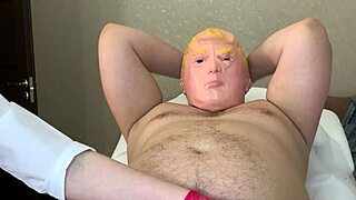 Sexy milf nurse boldly waxes Donald T's monster cock in tight hospital room