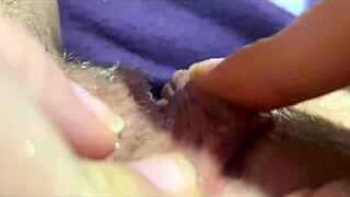 Huge Clit Rubbed and Jerked to Gushing Orgasm Close Up!