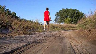 girl in miniskirt flashes thong butt outdoors on spy cam