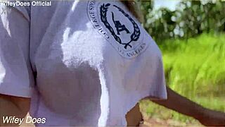 braless wifey flashes big tits teasing crowds in public spots