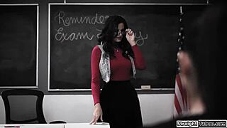 petite teen cheerleader fucks big tit teacher's stepson hard to boost her grades