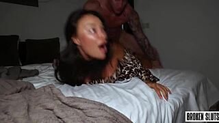 he pounds her relentlessly missionary doggystyle all night cumshot