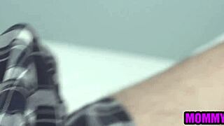 Blonde milf stepmom spreads lingerie ass for stepson's throbbing boner relief