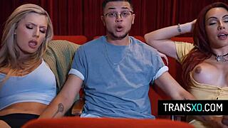 Hey two shemales jade venus & ariel demure wreck trans man nicky zeal's ass at cinema 🍑🍆💦