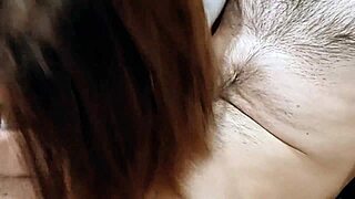 Stepdad Unwraps Birthday Teen's Close-Up Blowjob and Handjob Treat