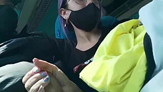 Sneaky sexy Latina blows boyfriend deep on public Bogota Medellin bus voyeur cumshot