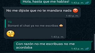 mi amiga in that tiny short gets super horny on whatsapp chat 🔥😈 she can't stop touching herself