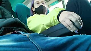 Sneaky sexy Latina blows boyfriend deep on public Bogota Medellin bus voyeur cumshot