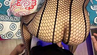 Why does horny milf stepmom's huge ass shake riding stepson's cock before swallowing cum