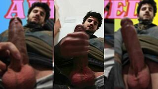 Skinny babe jerks monster cock and begs you lick balls swallow cum