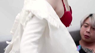 Hot Chinese Brunette Minnie Moans in Ecstasy Riding Photographer's Cock Doggystyle with Shaved Pussy Creampie