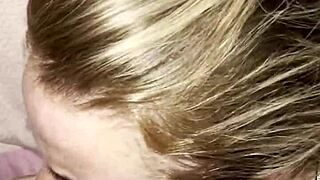 Step son sneaks in bedroom sucks mommy's big cock after husband leaves